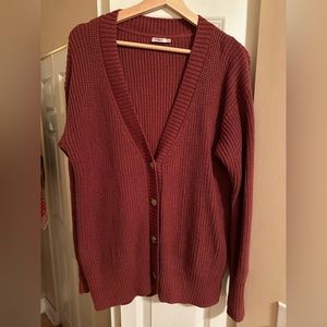 Maroon Long Cardigan Sweater